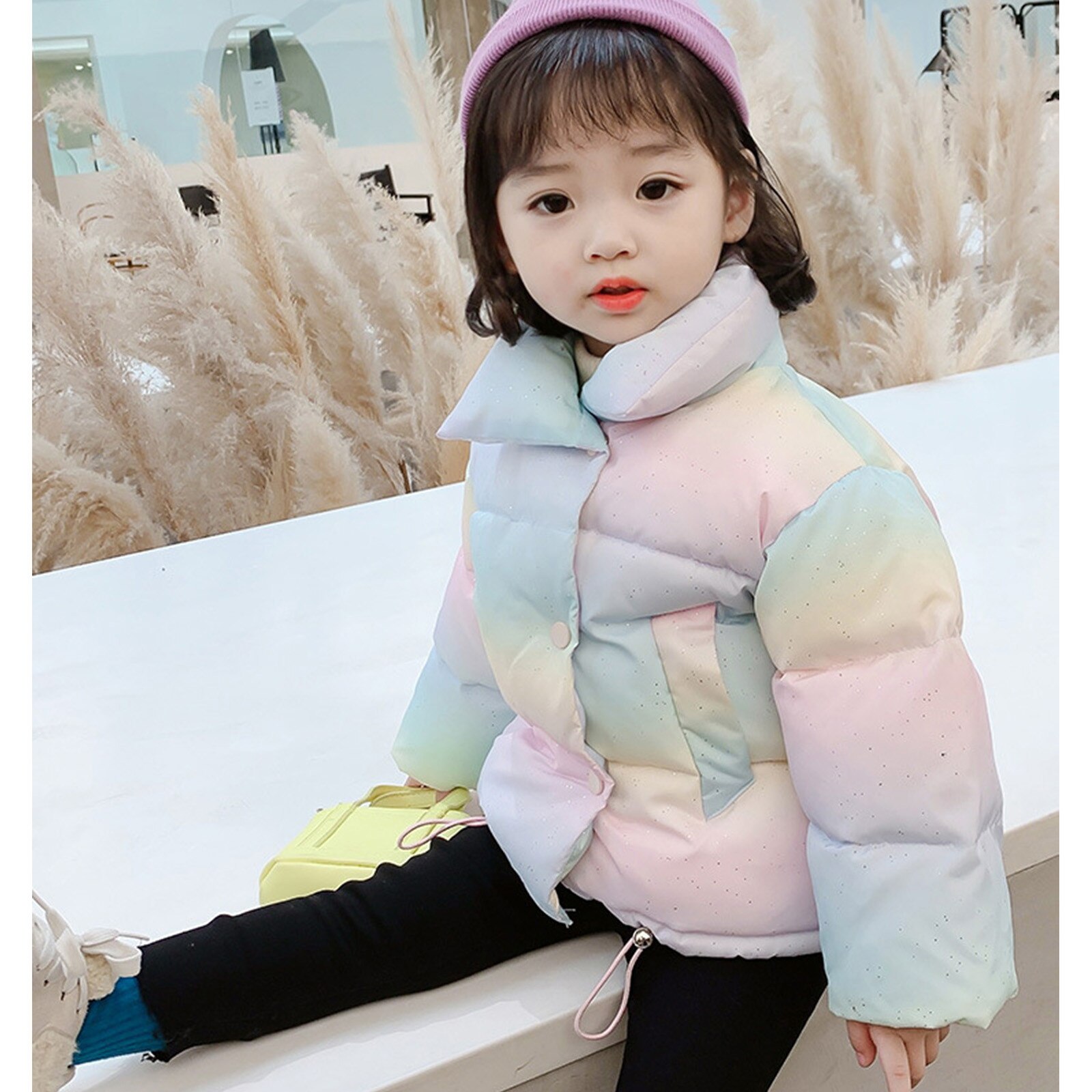 Baby Mädchen Kleidung Unten Kleinkind freundlicher Mädchen Winter warm Halten Regenbogen Mantel Unten Jacke gepolstert Mantel Winter Lange Hülse Jacke