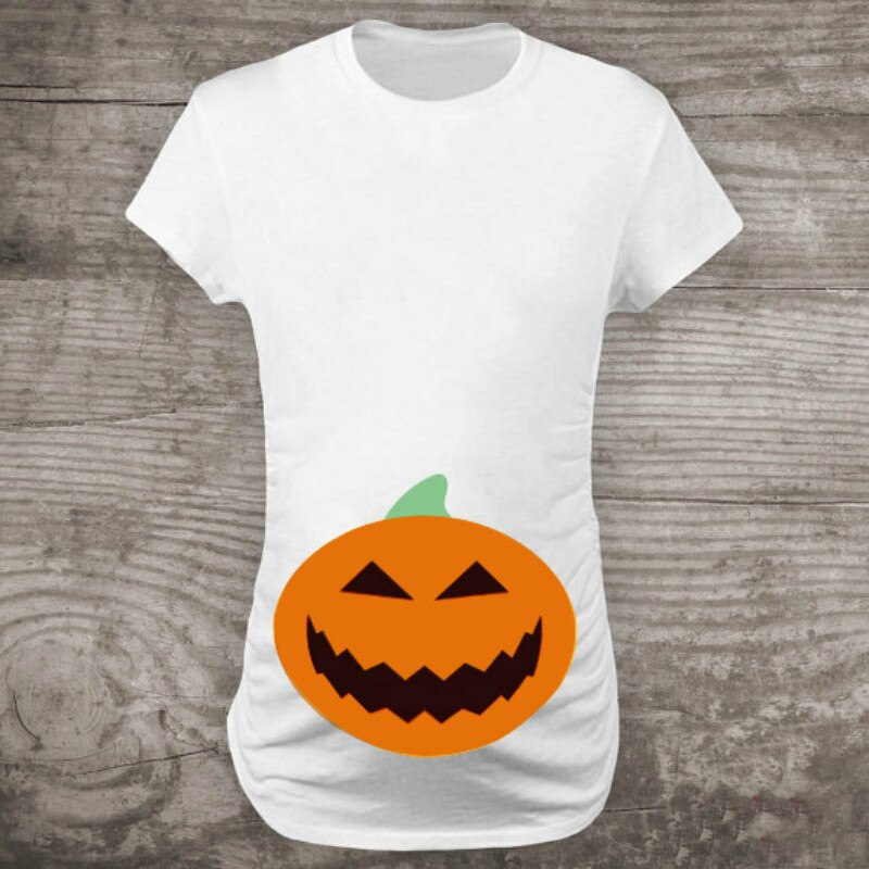 T-shirt de maternité drôle pour les femmes enceintes vêtements 3XL hauts Halloween citrouille vêtements de grossesse T horreur Halloween de fête
