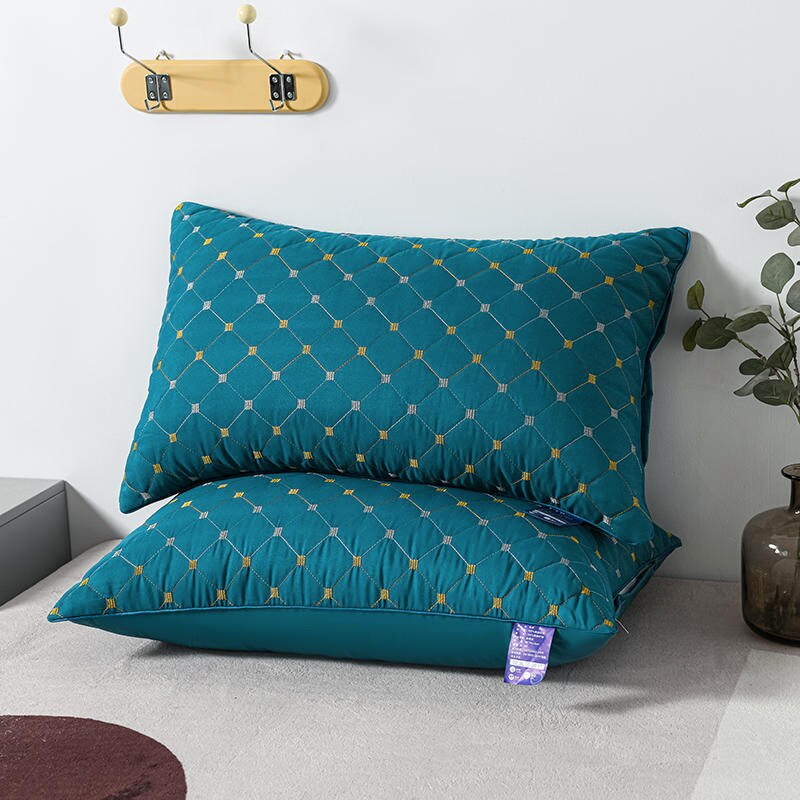 Oreiller de couchage pour Couple, confortable, pour chambre à coucher, literie, taille Queen, pour dos latéral, ventre, oreillers de luxe, moelleux, hôtel: Bleu / 48x74cm-1 piece