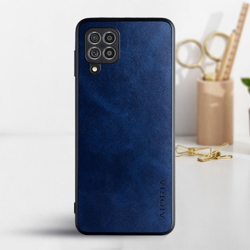 Handyhülle für samsung Galaxis  m32 4g , luxuriöse Jahrgang-lederhülle für samsung Galaxis  m32 4g, Fall funda capa: Dunkelblau