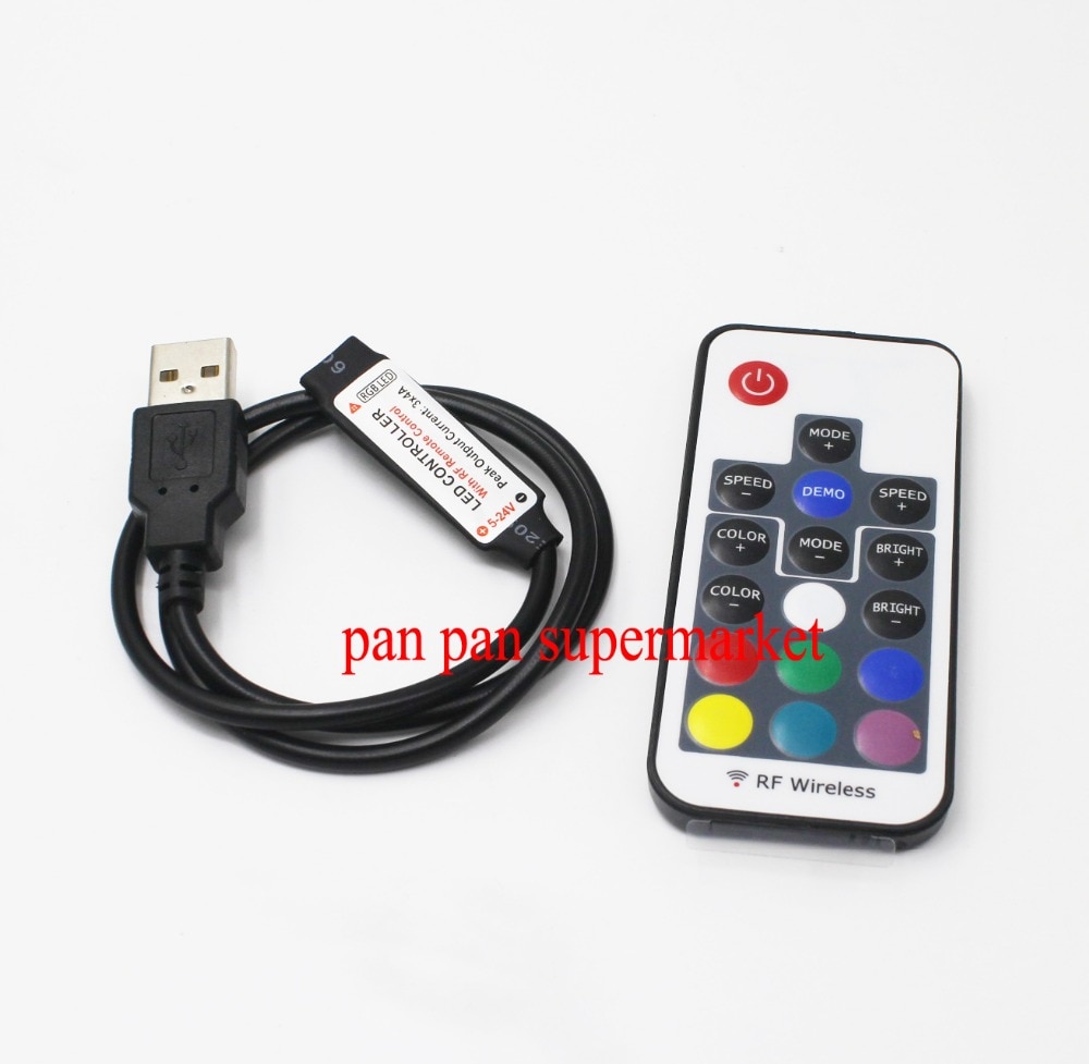 Mando a distancia USB de 3/17/24/44 teclas para tira de luces LED RGB de 5V-24V, 5050