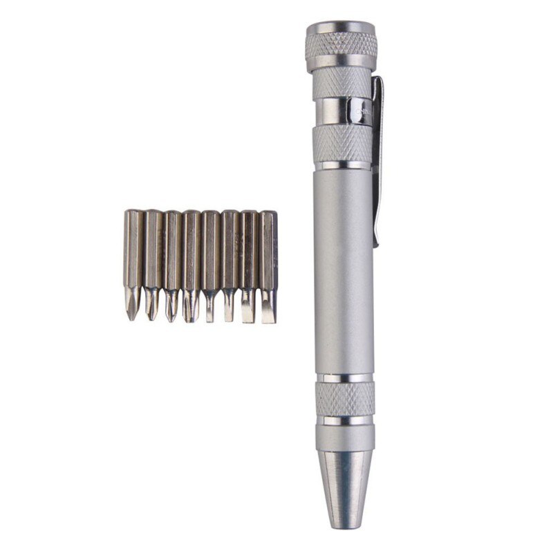 8 in 1 Aluminium Precisie Multi-Tool Handig Schroevendraaier Draagbare Mobiele Tool Kit Schroevendraaier Pen Set
