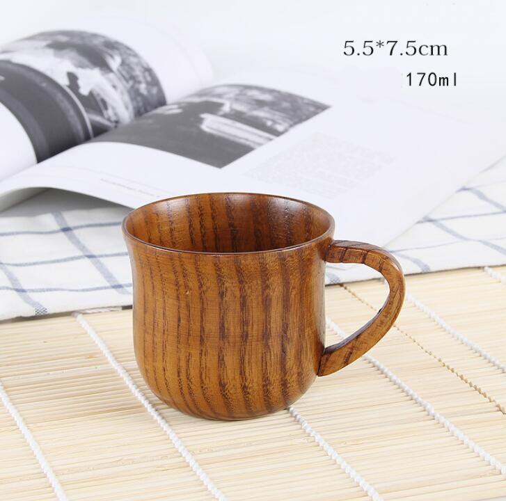 Naturligt trä mugg kaffe vin glas vattenkokare isolering tekopp för familjen te rum bar öl mjölk drinkware: 170ml