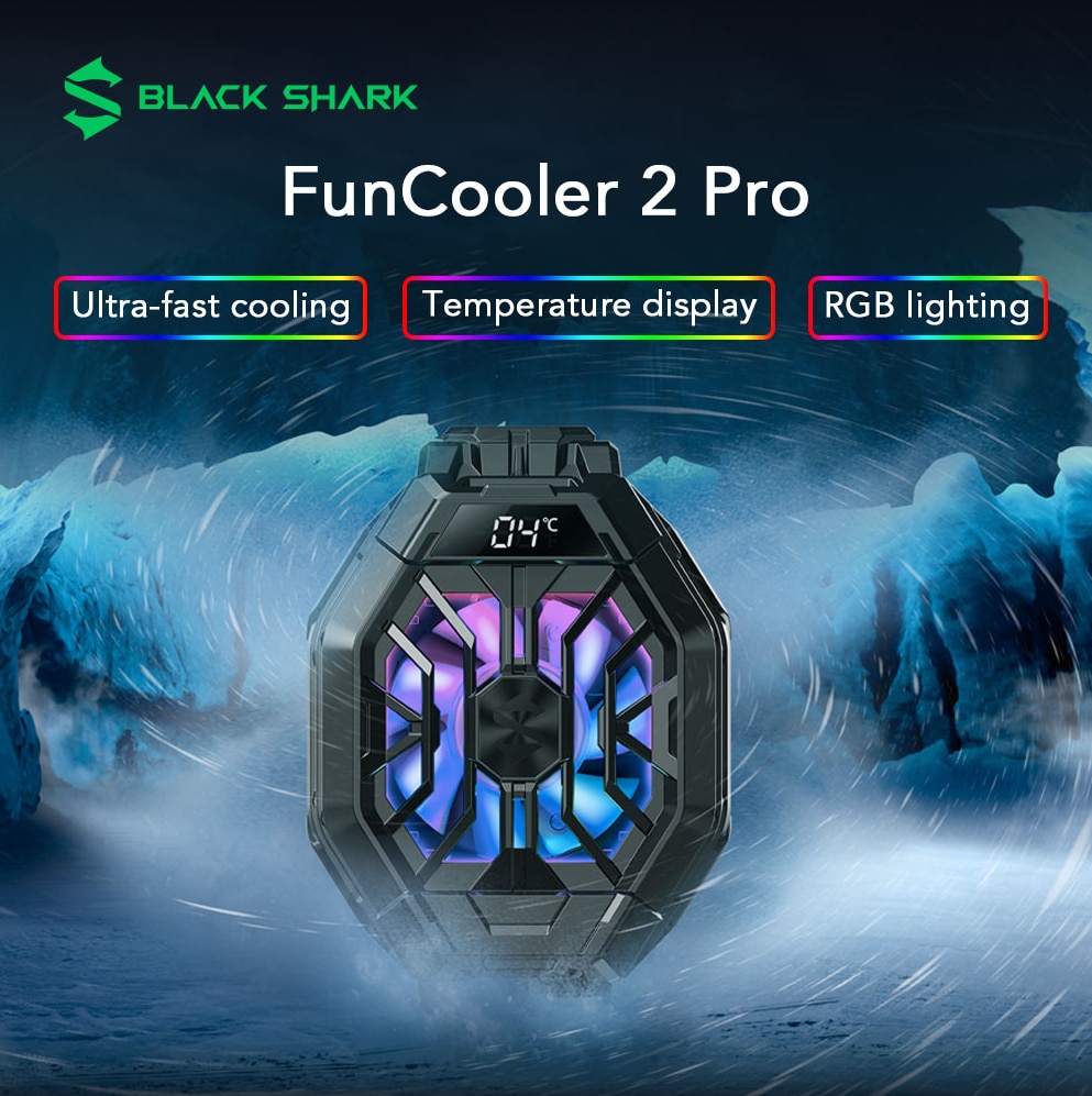 Black shark funcooler 2 pro temperaturdisplay rgb-belysning for spilltelefon iphone /black shark 4/ rog/xiaomi/poco  f3