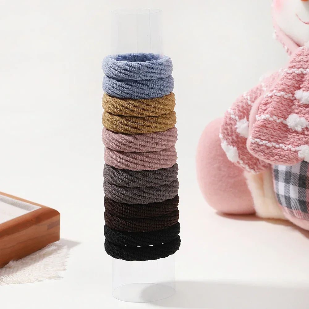 Gomas elásticas para el pelo para niña y mujer, cintas elásticas sencillas para el pelo, coletero, accesorios para el cabello, 12 piezas: Plata