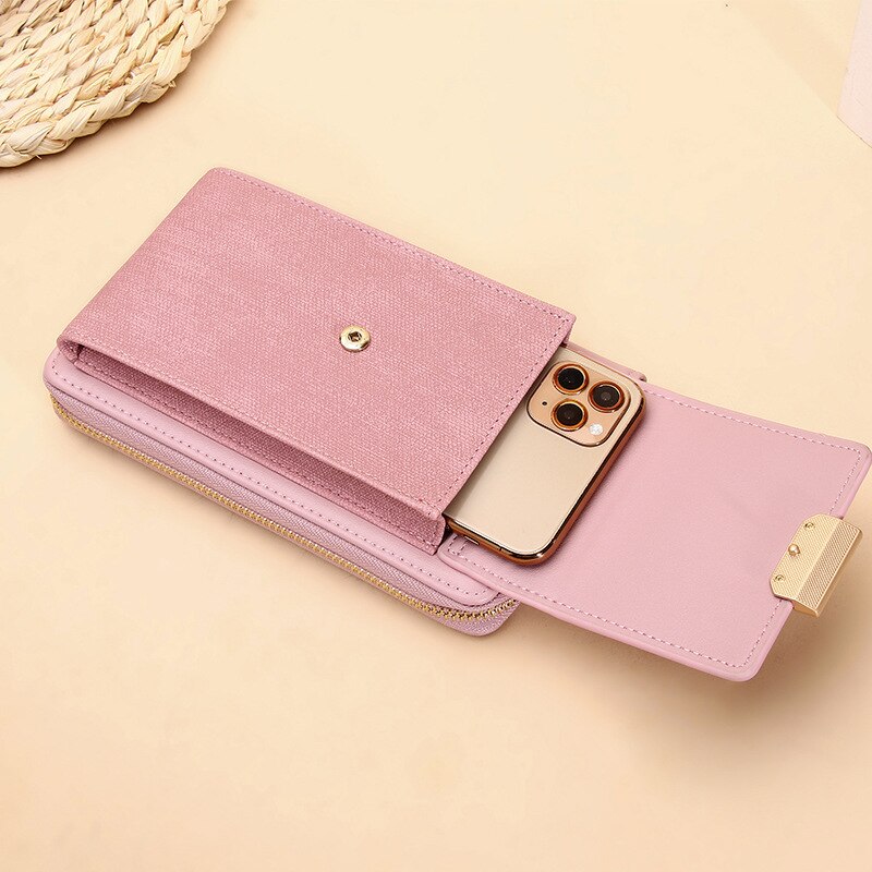 Women Messenger Bags Outing Shoulder Bag Mobile Phone Wallet Solid Color Small Mini Crossbody Bag Long Shoulder Strap