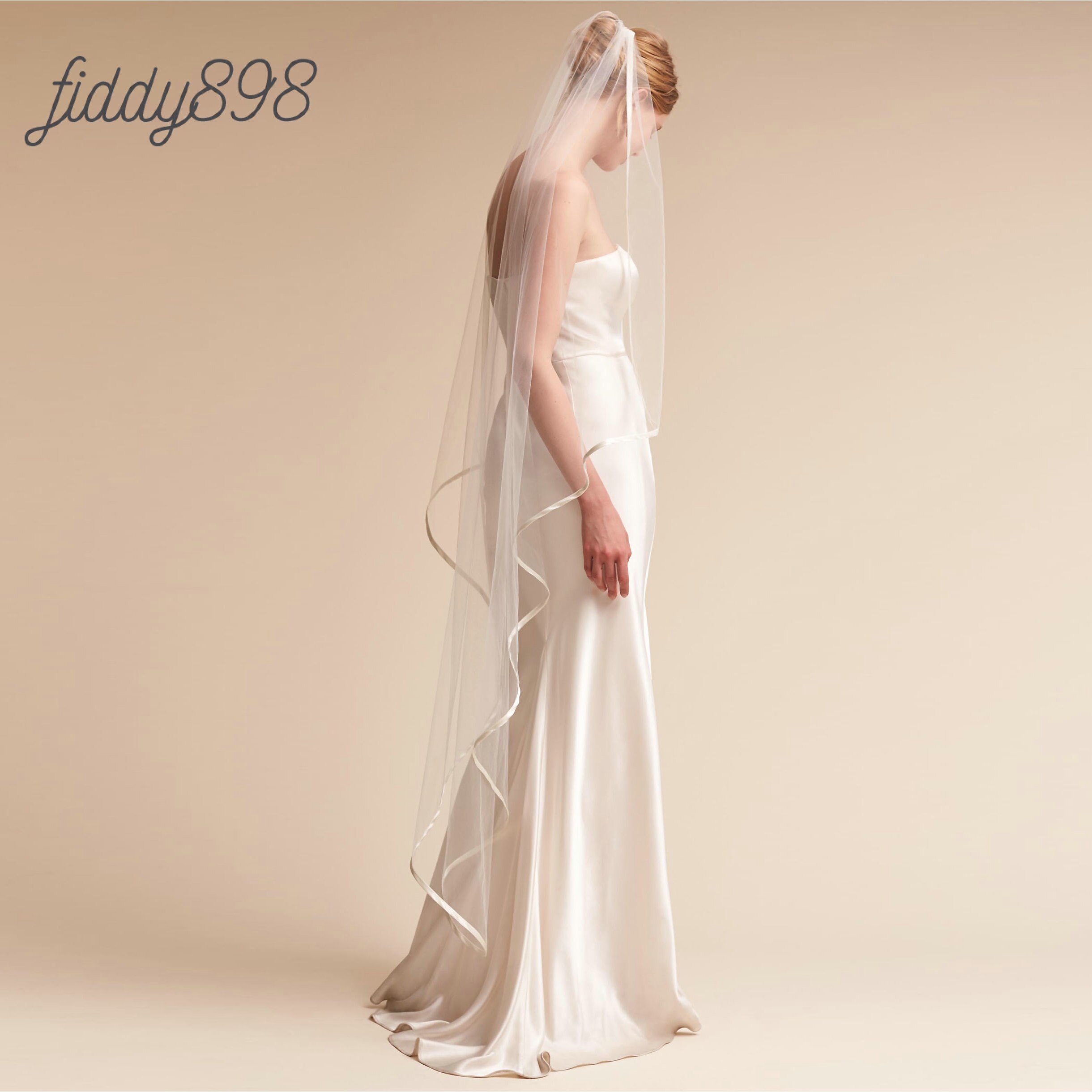 Elegante Bruid Bruiloft Sluier Lange Bridal Veils Met Kam 2 Meter 2 Layer Ribbon Edge Bruiloft Accessoires Voile Mariage welon: Style 2