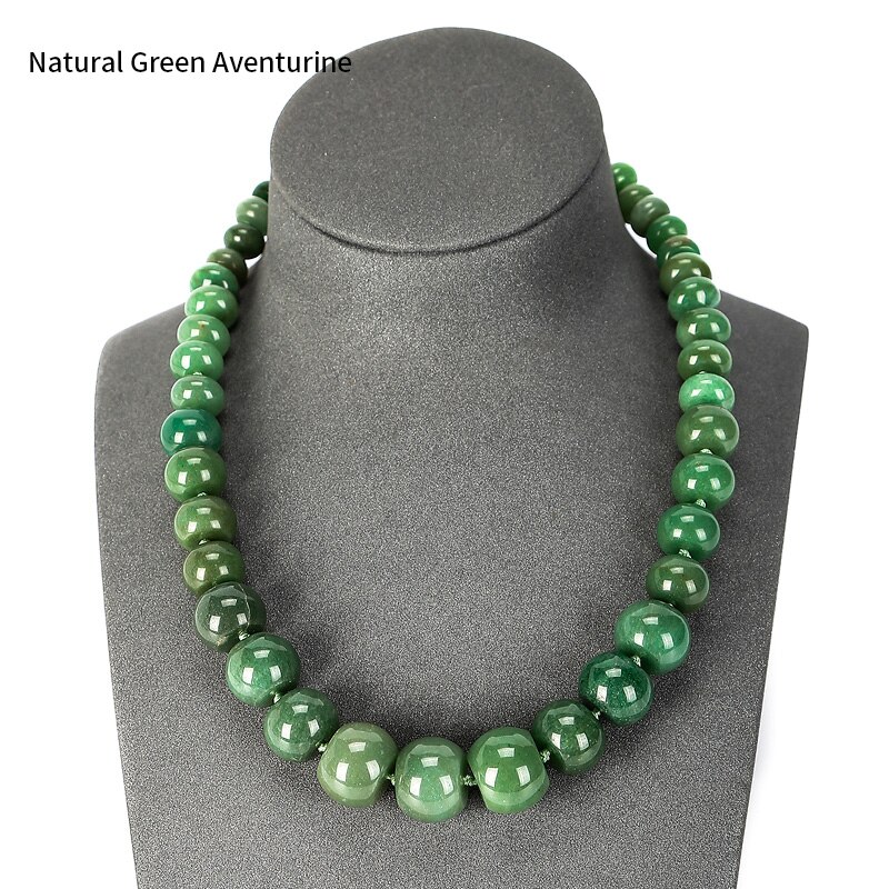 JD 19 Farben Natürliche Stein Perle Absolvierte Choker Halskette Rosa Kristall Opal Onyx Rad Abacus Form Perle Für Frauen Party schmuck: Green Aventurine
