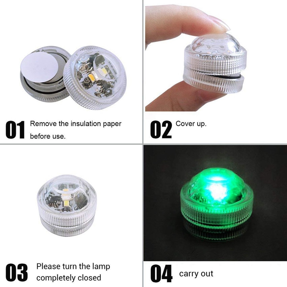 IP68 Waterproof Battery Operated Multi Color Submersible LED Underwater Light for Fish Tank Pond Swimming Pool Wedding Party