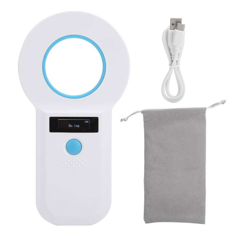 Dier Tag Scanner Draagbare Oled Pet Hond Kat Label Reader 134.2Khz W90B Emid/FDX-B Barcode Scanner: WHITE
