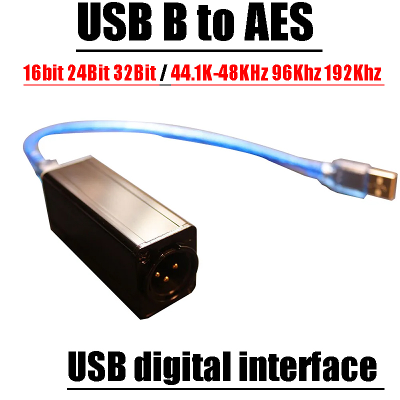USB B a AES salida Digital interfaz Digital USB 16/24/32 bits 44,1 K-48 KHz 96 Khz 192 Khz mezclador de Audio de escenario Win10 Mac Android Linux