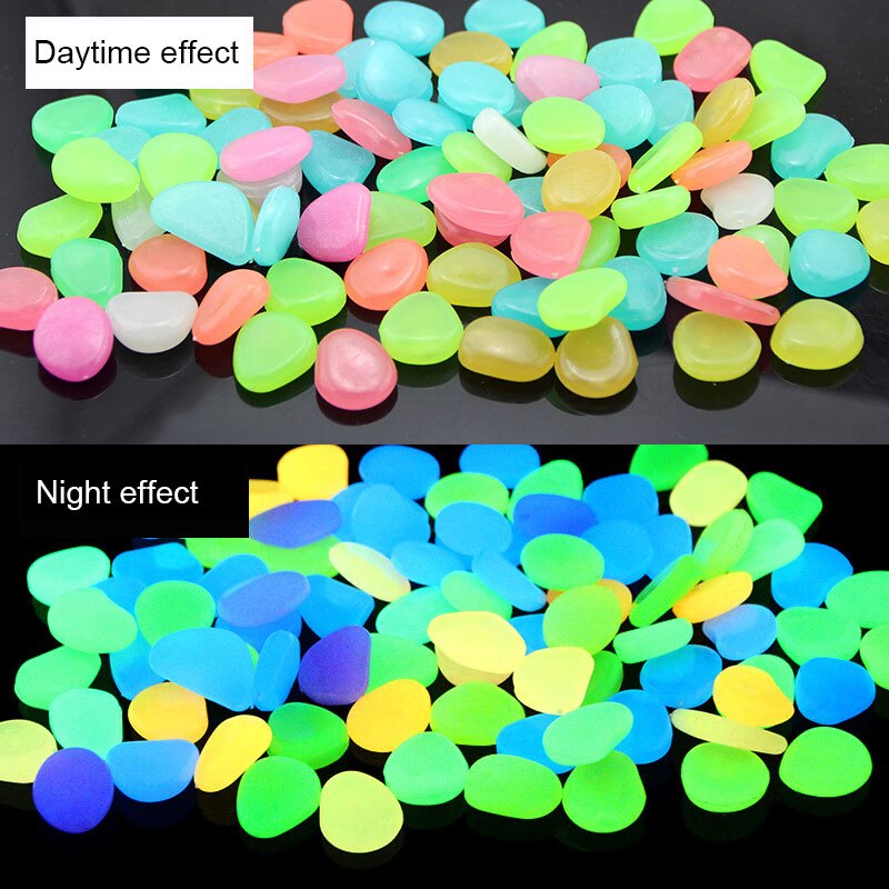 50PCS Glow in Dark Stones Luminous Garden Road Decor Luminous toys Fish Tank Decoration Pebble Rocks Aquarium Toys