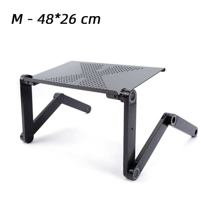 Aluminum Alloy Adjustable Laptop Table ,Portable Folding Computer Desk With Mouse Pad&Vented Fan: L-standard
