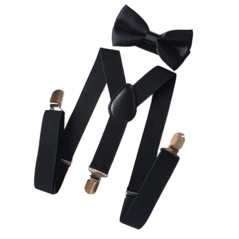 Conjunto de tirantes elásticos para niños, a juego esmoquin, traje Unisex para niño Y niña, pajarita, traje de boda ajustable Y cinturón de espalda