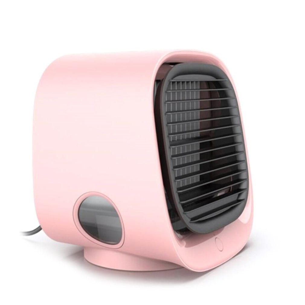 Desktop Mini Air Conditioner USB Fan Air Humidifier Moisturizing Cooling Device Portable Fan for Home Office: PInk