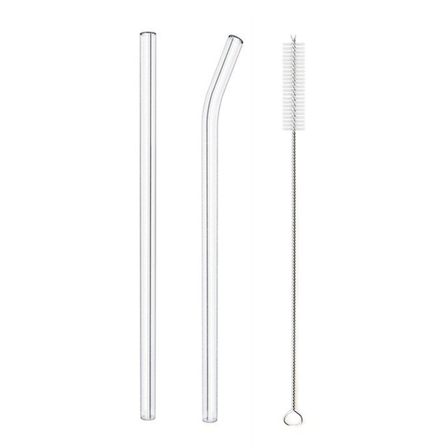 Reusable Glass Straws Smoothie Drinking Straw for Milkshakes Frozen Drinks Drinkware Straws Set: 2pcs mixed