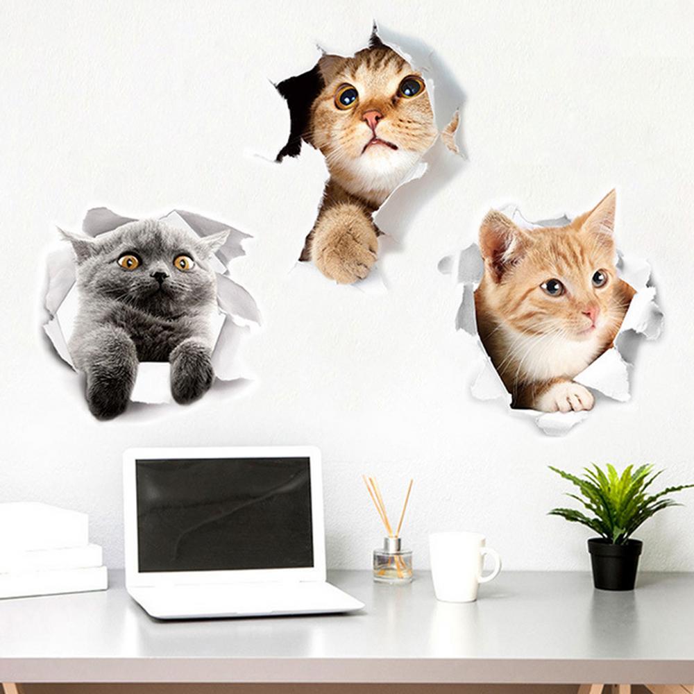 Cartoon Dier Leuke Katten Stickers 3d Stickers Voor Koelkast Pvc Muurstickers Venster Badkamer Op De Wc-bril Decor Decals