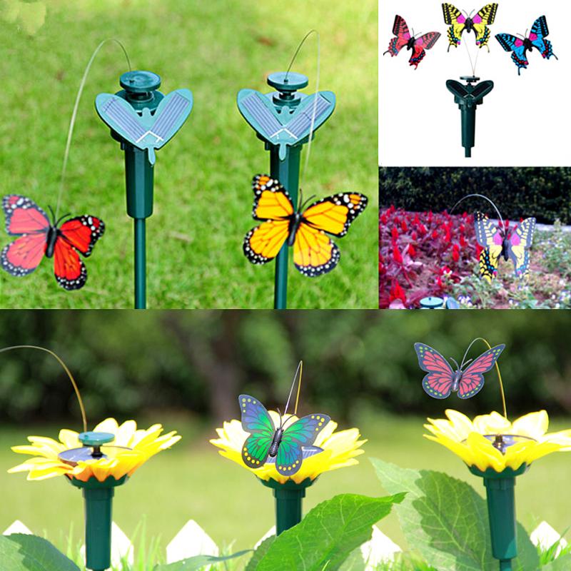 Trillingen Solar Power Dancing Vliegende Fladderende Vlinders Hummingbird Tuin Decoratieve Staak