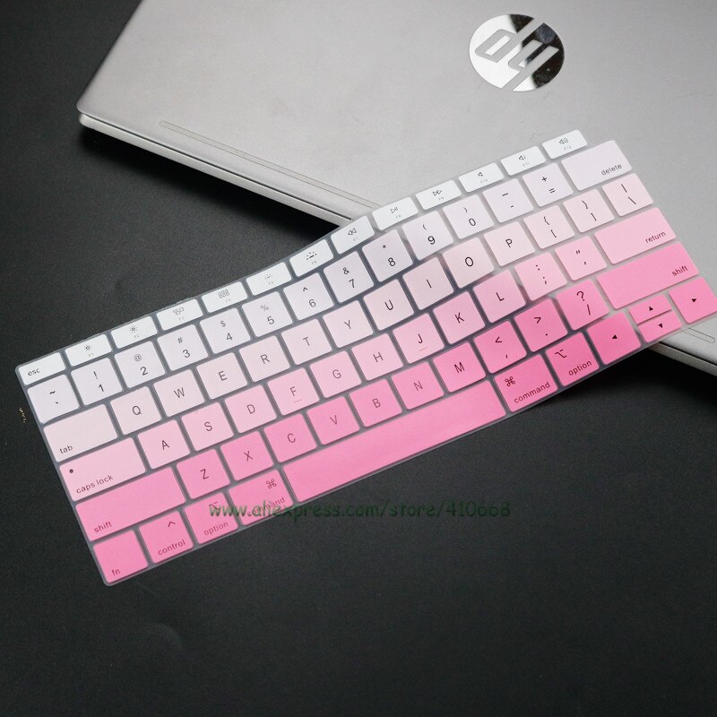 Silicone Waterproof Dust-Proof Keyboard Cover Protective Skin For MacBook Air 13 inch Release A1932 Touch ID US Layout: Gradient rose