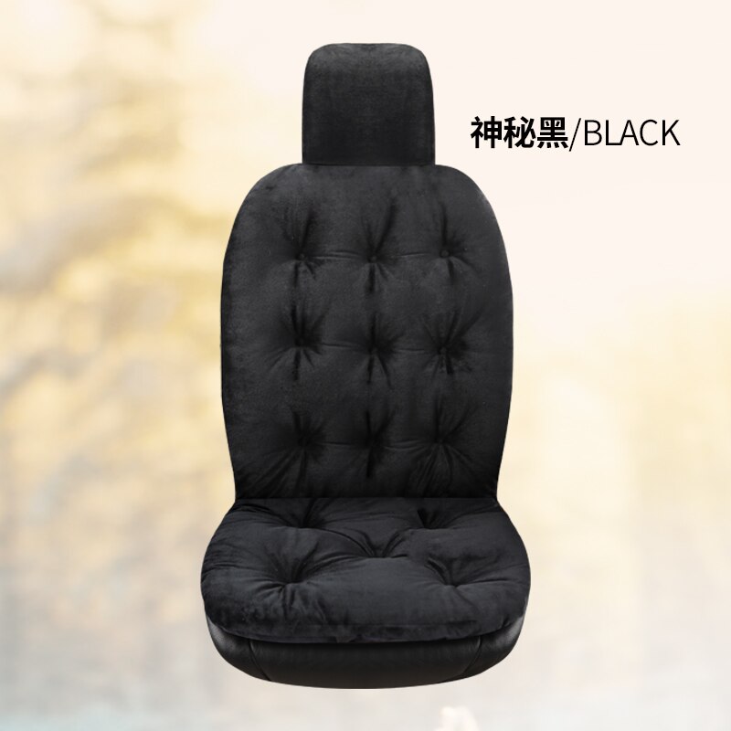 Coussin de siège auto hiver en peluche trois pièces en tissu floqué monolithique épaissi coussin de siège chaud coussin de siège unique pour usage intérieur: Noir grand 1 pcs