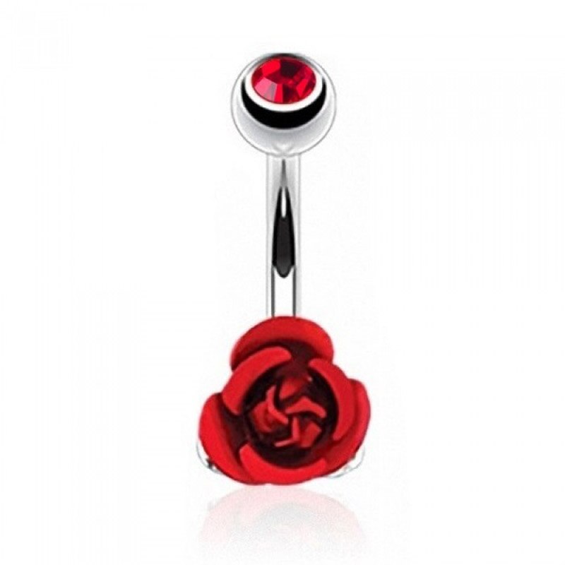 Stainless Steel Flower Rose Piercing Belly Button Ring Barbell Body Jewelry Women Dancing Body Chains Plug M8694: 7