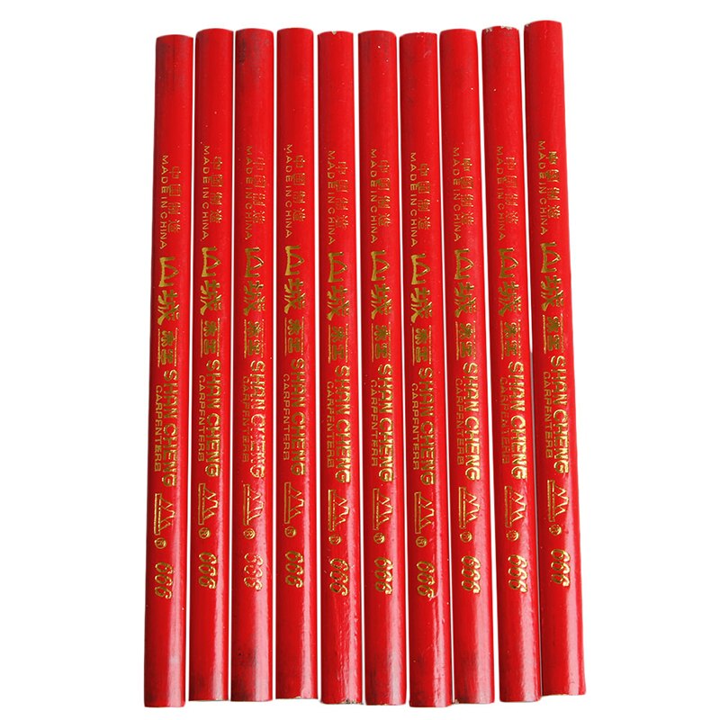 10x 175mm snickare pennor svart bly för diy byggare snickare träbearbetning