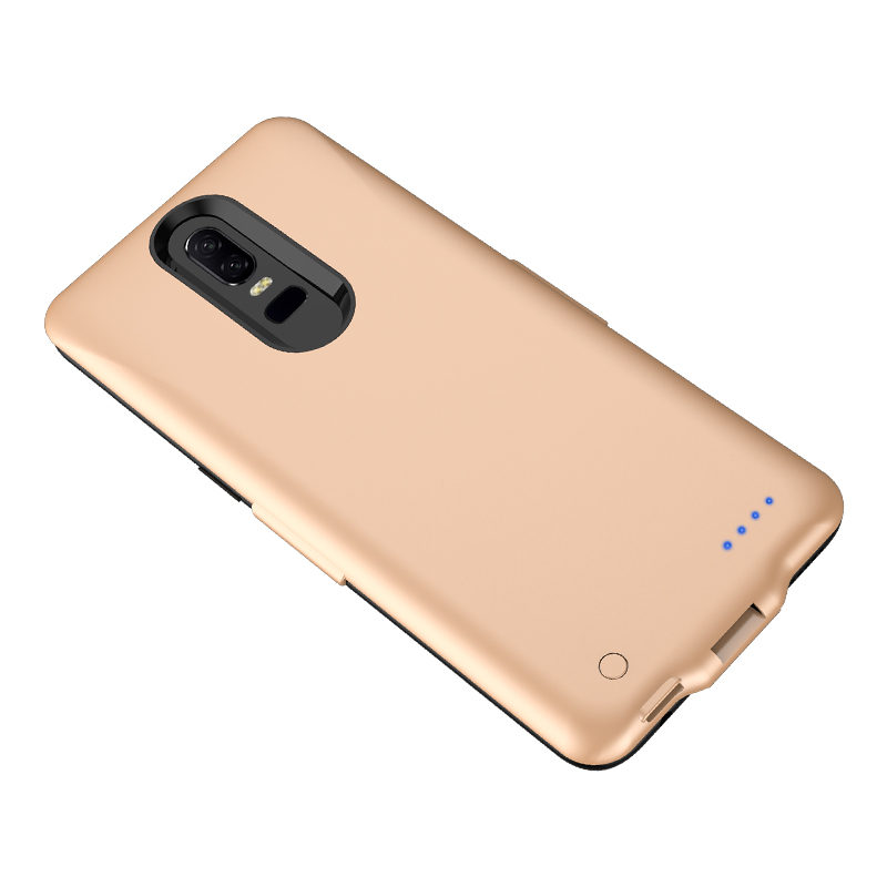 5000mah magro caso carregador de bateria para oneplus 6 bateria capa magro externo power bank backup à prova de choque de carregamento capa traseira: Ouro / Dourado