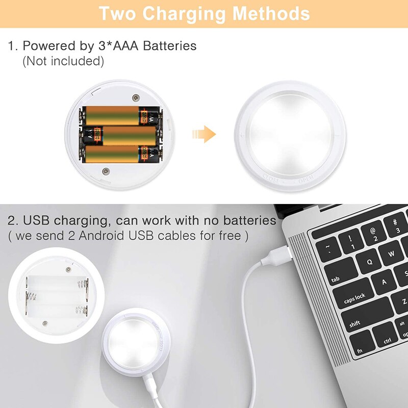 ! Luces Puck a pilas con Control remoto, Pack de 8 luces de armario con luz de armario en 16 colores y 3 modos