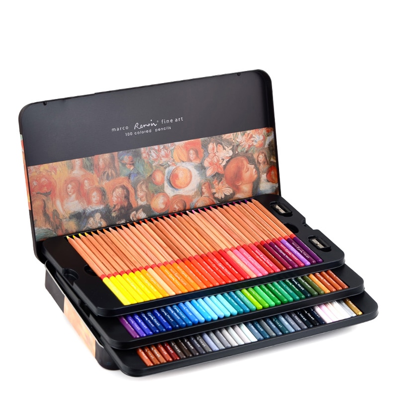 Marco Renoir 3100 Oil Colored Pencils Drawing Sketches Pencil 24/36/48/72/100/120 Colour Art Painting Pencil School Supplies