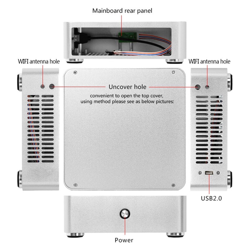 H60 htpc chassis computerbehuizing mini itx o horizontale aluminiumlegering praktische slanke computerbehuizing zonder stroomvoorziening
