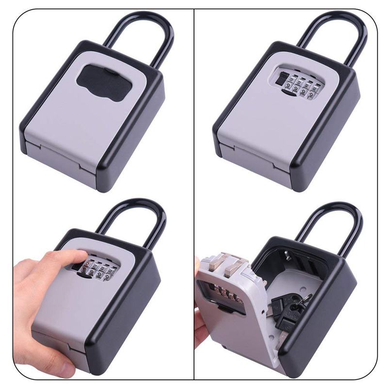 Key Lock Box Wall Mount Key Lock Box 4-Digit Combination Key Storage Lock Box Weatherproof for Outdoor Indoor