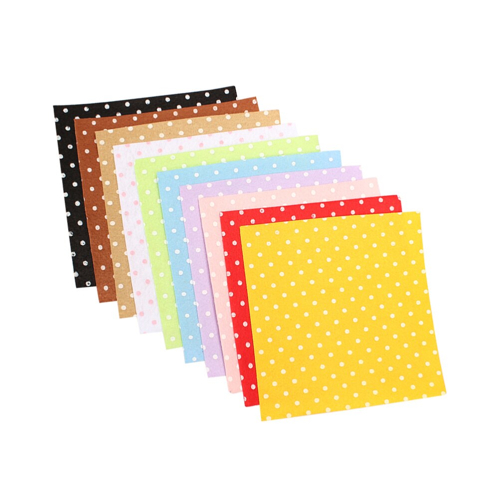 20Pcs 10 Colors DIY Non-woven Fabrics Dot Pattern Cloth DIY Craft Fabric for Kids Children (15x15cm)
