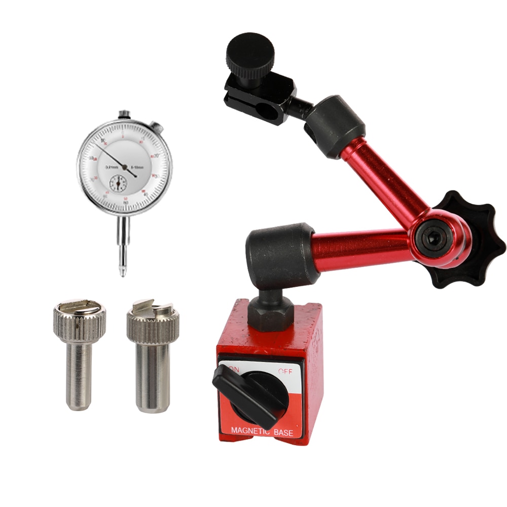 Kkmoon Metalen Ronde Dial Indicator En Mini Flexibele Magnetische Base Holder Bracket Tool Kit Dial Indicator Kit Dial Gauge