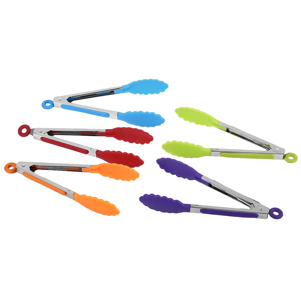 8 tommer grill nylon tang tip køkken mini tang varmebestandig nylon madlavningstang stål mad tang køkkenudstyr køkkenredskaber