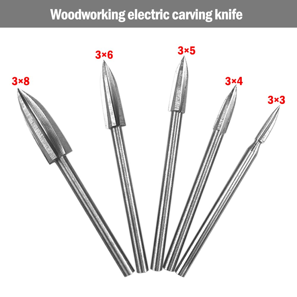 3mm Shank 3-8mm Milling Cutters White Steel Edges Woodworking Tools Three Blades Wood Carving Knives