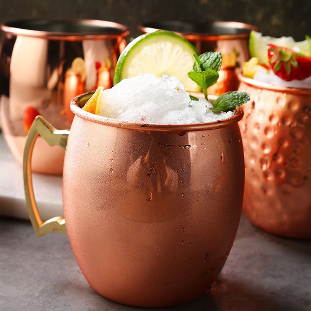 Moskva mulmugg 304 rostfritt livsmedelssäkert cocktailkopp handgjord hamrad kopparpläterad kopp 550ml drickmugg