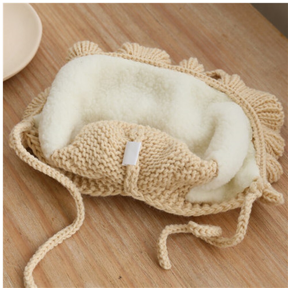 Baby gebreide muts winter muts kinderen wafel mutsen konijnenoren schattige baby muts voor de winter baby meisje muts met strik handgemaakte muts