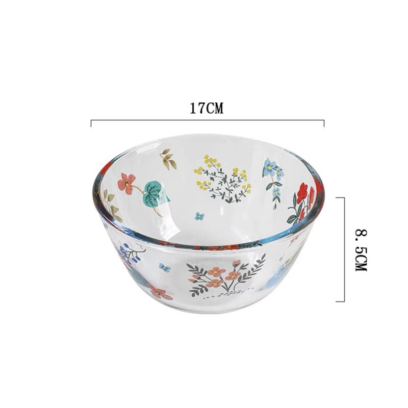 Assiette de cuisson en verre résistant à la chaleur, assiette à dîner ménagère, transparente, salade florale, bol à légumes, four, plat à Dessert, vaisselle: H