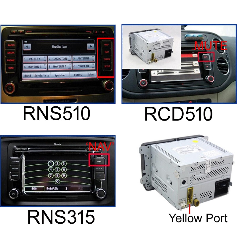 Rgbs box adapter eftermarked bagfra kamera cvbs / av til rgb converter adapter til vw volkswagen rcd 510 rns 510 rns 315