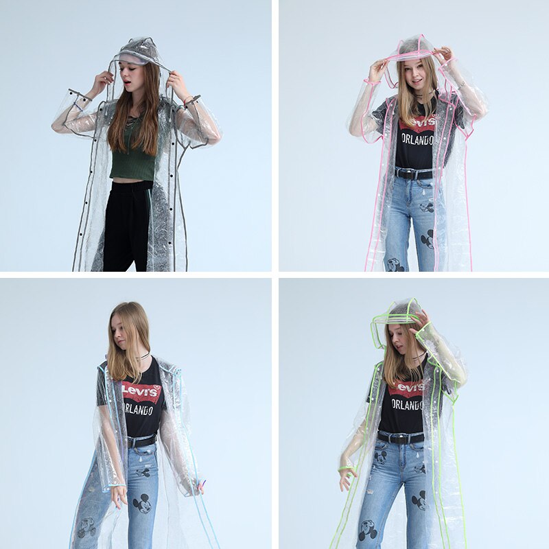 Imperméable Transparent réfléchissant imperméable femmes adulte veste longue coréenne randonnée en plein air imperméable équitation lumière vêtements de pluie