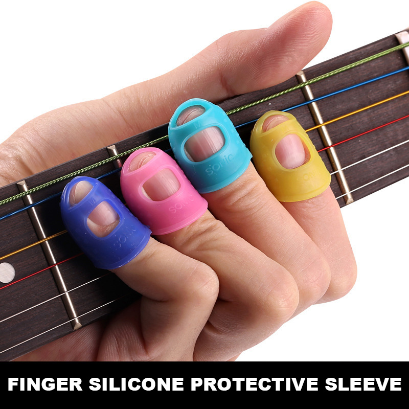 12 Pcs Thin Guitar Thumb Picks Finger Cap Protect Fingers for Splicing Line Pressing Elastic Ukulele Finger Hat