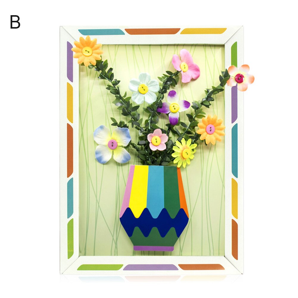 Kindergarten DIY Handmade Button Bouquet Paper Frame Illustration: B