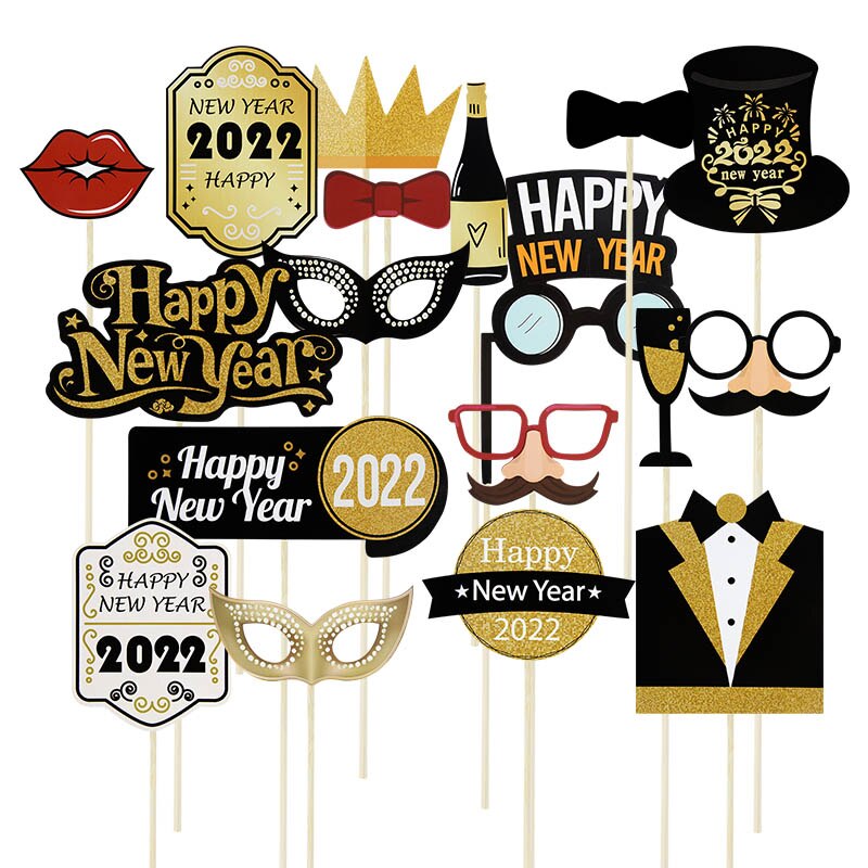 Gelukkig Nieuwjaar 2022 Party Decoraties Photo Booth Props Vrolijk Chritmas Photobooth Fotografie Props Voor Familie Xmas