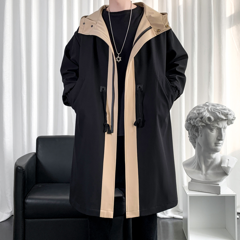 Trench-Coat Long à capuche pour hommes et femmes, Streetwear, veste Hip Hop, coupe-vent à la , printemps automne