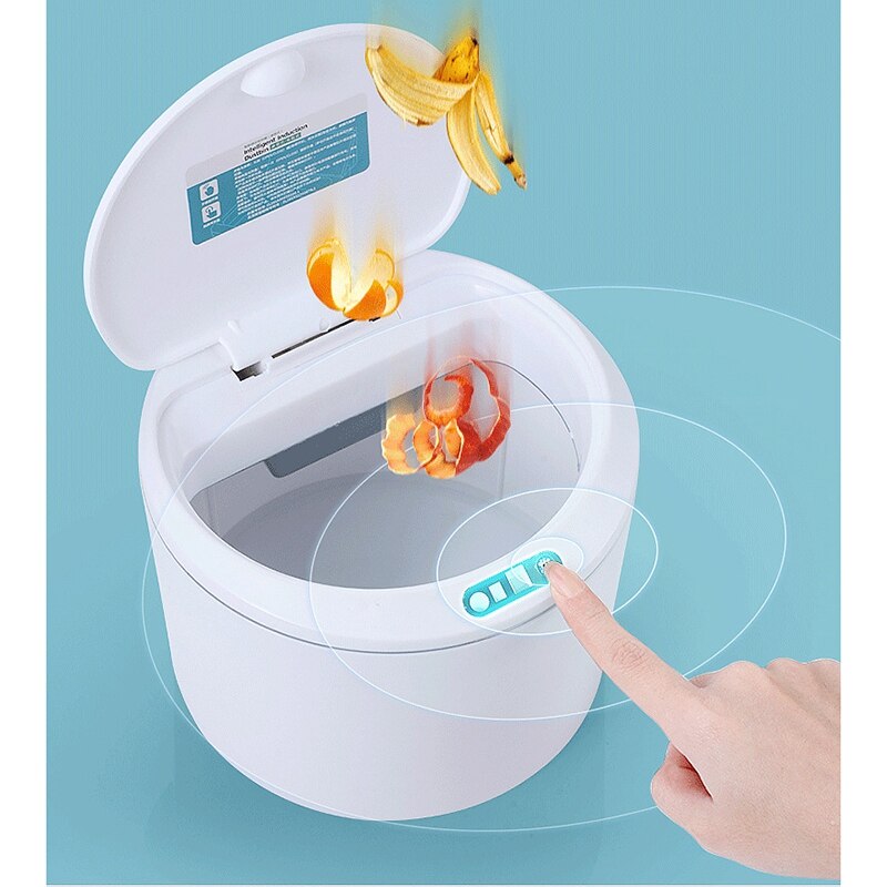 Electric Automatic Mini Car Trash Can Bin with Lid Auto Dustbin Organizer Leak Proof Vehicle Trash Bin Garbage,White