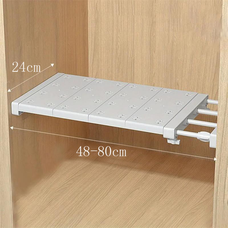 White Expandable Divider Punch-free Retractable Layers Board for Wardrobe Storage Kitchen and Bathroom Shelf Dormitory Dividers: Pink
