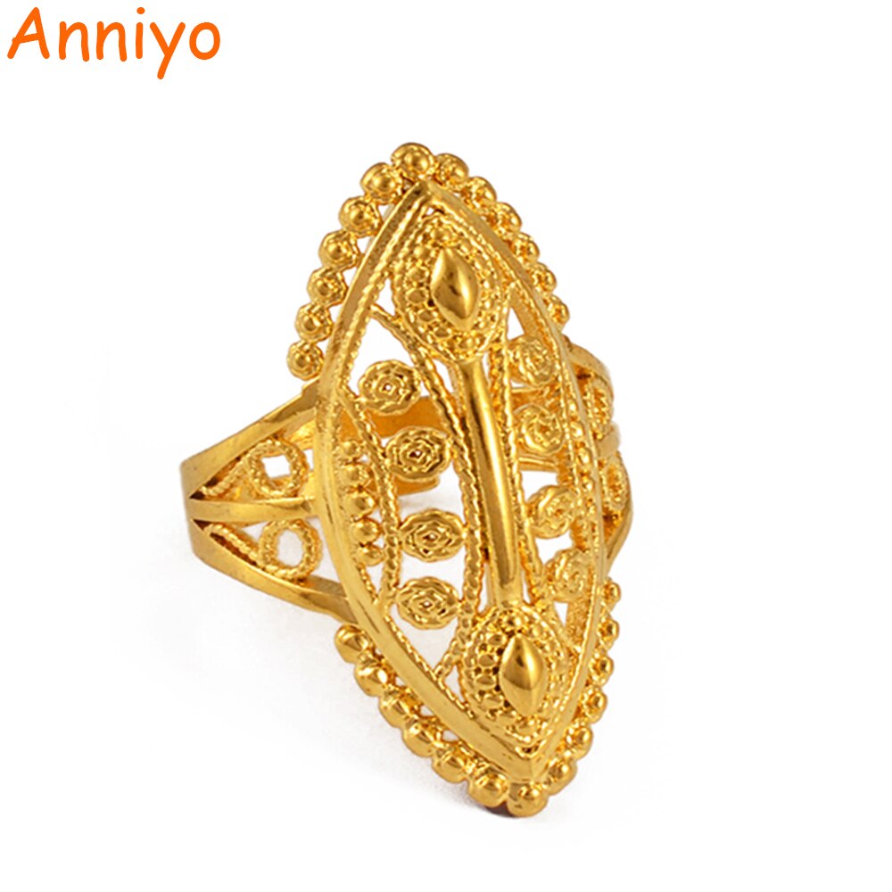 Anniyo etíope ouro cor anel tamanho livre para as mulheres, médio oriente dubai noiva casamento jóias africano festa presente #093906