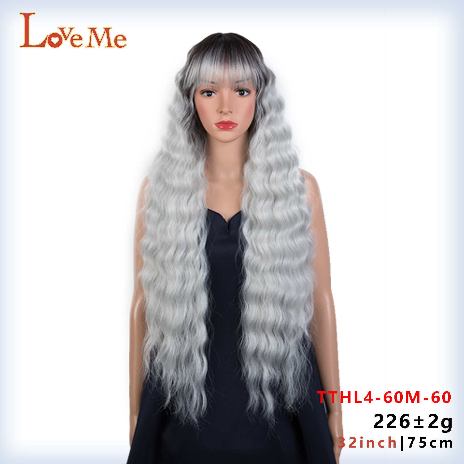 Love Me Lange Diepe Golf Synthetische Pruik Met Pony Ombre Blonde Regenboog Gekleurde Cosplay Pruiken Voor Zwarte Vrouwen Hittebestendige fibre: TTHL4-60M-60