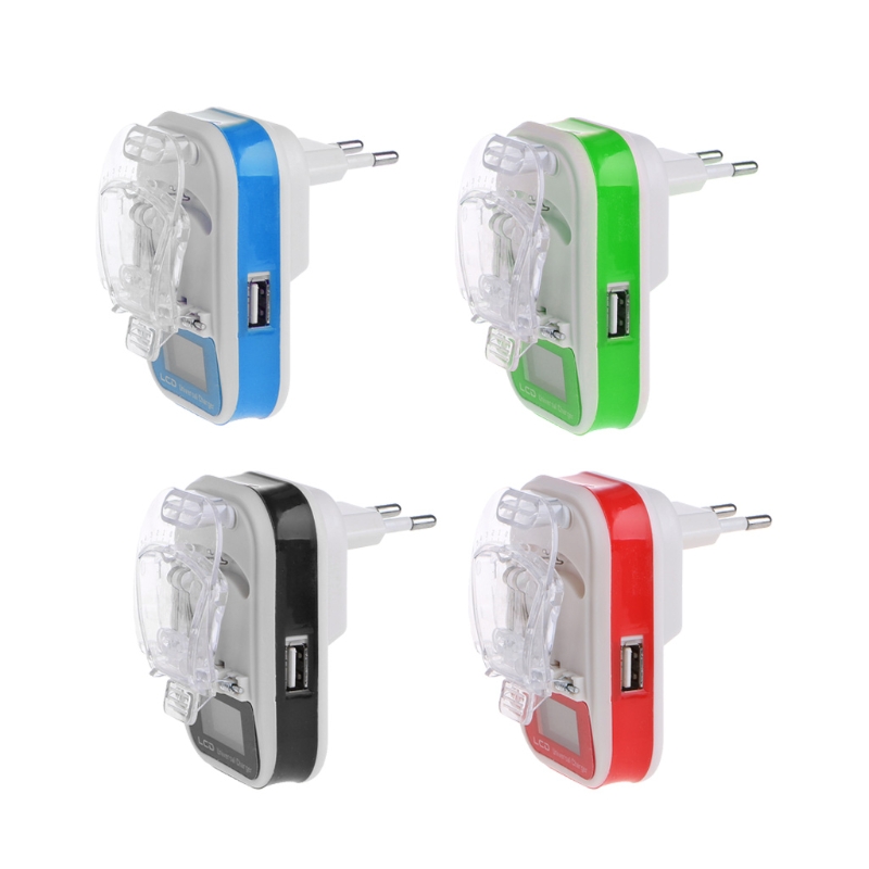 USB Universal Battery Charger LCD Indicator Screen EU/US Plug For Cell Phones: EU-1PC Ramdon