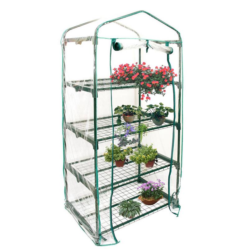 PVC Warm Tuin Tier Mini Huishoudelijke Plant Kas Cover Waterdicht anti-uv Beschermen Tuin Planten Bloemen zonder Ijzer Stand: B